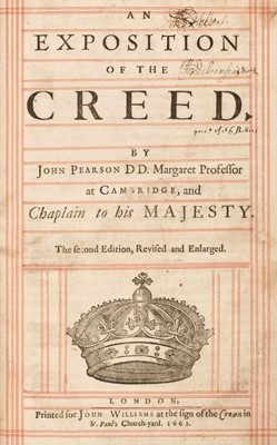 Lot 246 - Pearson (John). An Exposition of the Creed, 2nd edition, 1662