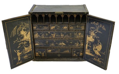 Lot 518 - Chinoiserie Cabinet. An early 19th-century Chinoiserie lacquered cabinet