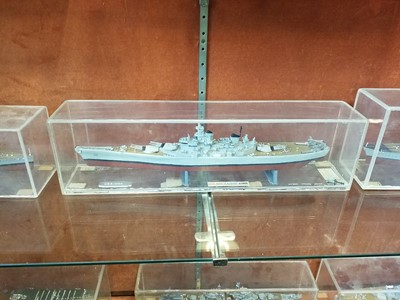 Lot 179 - Warships. A large collection of scratch-built model ships