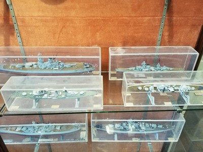Lot 179 - Warships. A large collection of scratch-built model ships