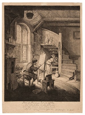 Lot 59 - Ostade, A. van (1610-1685). The Painter at his Easel, etching, and the Hurdy Gurdy Player