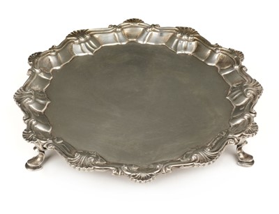 Lot 426 - Salver. A George III silver salver, lacking makers mark, London 1762