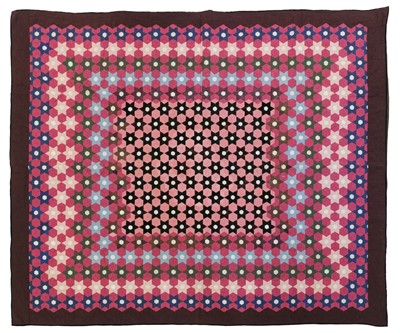 Lot 588 - Quilt. A silk & velvet patchwork quilt, English, 1839