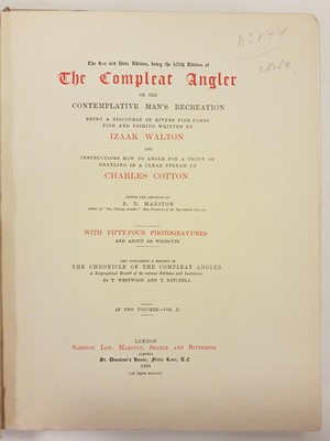 Lot 64 - Walton (Izaak & Charles Cotton). The Compleat Angler, 2 volumes, 1888