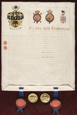 Lot 168 - Grant of Arms. Manuscript grant of arms for Hans Henry Konig, 1906