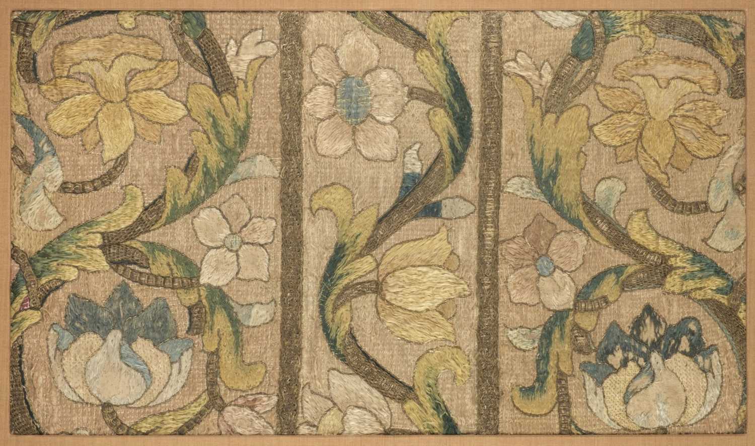 Lot 560 - Embroidery. A large portion of early embroidery, 17th century