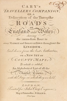 Lot 127 - Cary (John). Cary's Traveller's Companion, or, A Delineation of the Turnpike Roads..., 1791