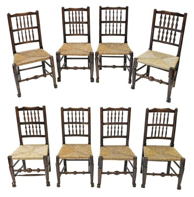 Lot 520 - Lancashire Regional Chairs. Eight Lancashire spindle back ash chairs, circa 1800-1850