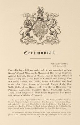 Lot 215 - Royal Wedding of Albert Edward, Prince of Wales. Ceremonial, 1863