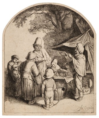 Lot 58 - Ostade (Adriaen Jansz. van, 1610-1685). The Quacksalver, 1648, etching, and five other etchings