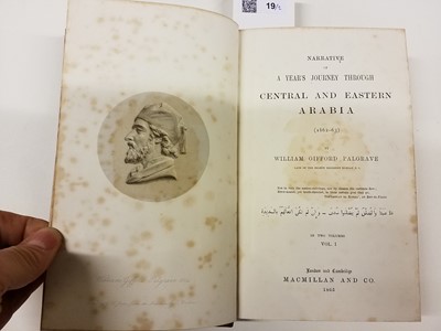 Lot 19 - Palgrave (William Gifford). Narrative of a Year's Journey through Central and Eastern Arabia (1862-63), 1865
