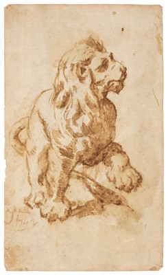 Lot 11 - Italian School. Italianate landscape; and a Lion, pen and brown ink