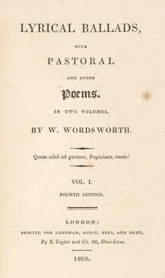 Lot 267 - Wordsworth (William [& Coleridge, Samuel Taylor]). Lyrical Ballads, with Pastoral and Other Poems