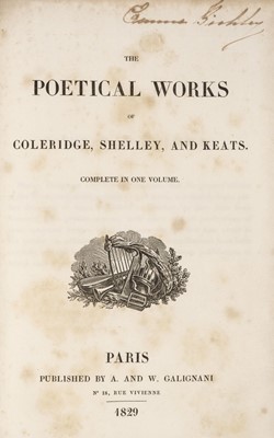 Lot 193 - Coleridge (Samuel Taylor & Shelley, Percy Bysshe & Keats, John). The Poetical Works of Coleridge
