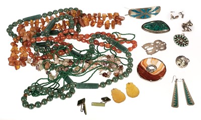 Lot 383 - Mixed Jewellery. A collection of Mexican and middle eastern silver jewellery and other items
