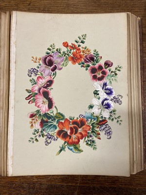 Lot 113 - Floral Watercolour Designs. A Victorian scrap album, circa mid 19th century