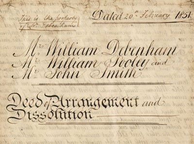 Lot 275 - Debenhams. Deed, Arrangement and Dissolution of Property belong to William Debenham