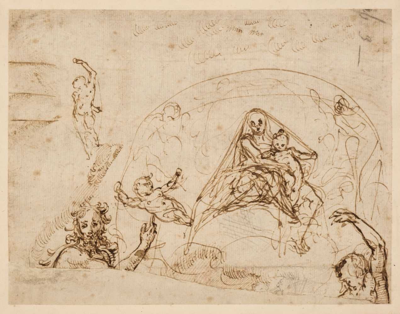 Lot 10 - Italian School. Sketch for an altarpiece with Madonna and Child enthroned