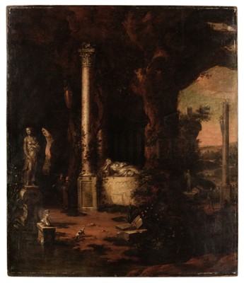 Lot 21 - Griffier (Jan, active 1738-1773, attributed). Capriccio landscape with statuary, oil on canvas