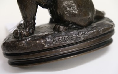 Lot 303 - Barye (Antoine Louis, 1796-1875). Lion Assis, bronze sculpture