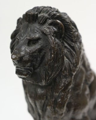 Lot 303 - Barye (Antoine Louis, 1796-1875). Lion Assis, bronze sculpture