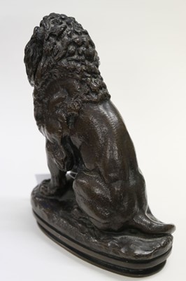 Lot 303 - Barye (Antoine Louis, 1796-1875). Lion Assis, bronze sculpture