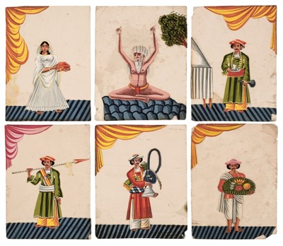 Lot 165 - Indian School. A group of 6 Indian mica paintings, probably late 19th century