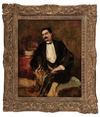 Lot 292 - Attributed to Jean-Louis Forain (1852-1931). Portrait of a Seated Man, oil on panel