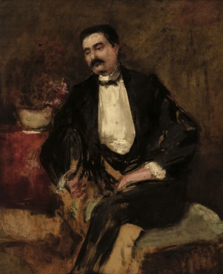 Lot 183 - Manner of Jean-Louis Forain (1852-1931). Portrait of a Seated Man, oil on panel