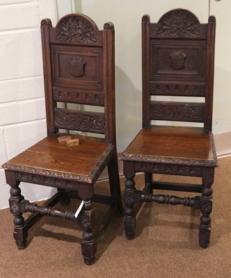 Lot 315 - Library Chairs. A pair of Victorian oak library chairs