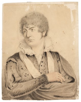 Lot 167 - Opie (John, 1761-1807) attributed. Henry Bowles as Hamlet, watercolour and pencil
