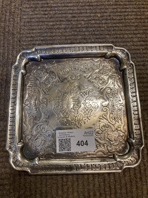 Lot 404 - Card Tray. A George II silver card tray by Edward Feline, London 1727
