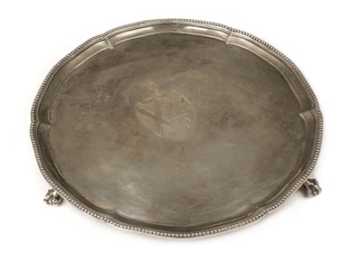 Lot 434 - Salver. A George III circular silver salver by Elizabeth Jones, London 1784