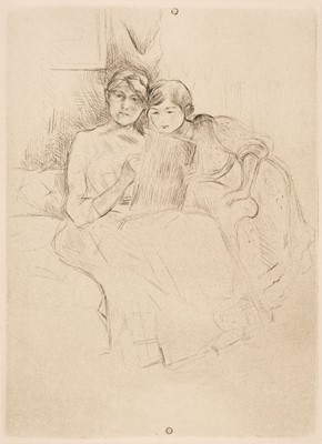 Lot 206 - Morisot (Berthe, 1841-1895). Berthe Morisot dessinant, avec sa fille,1889