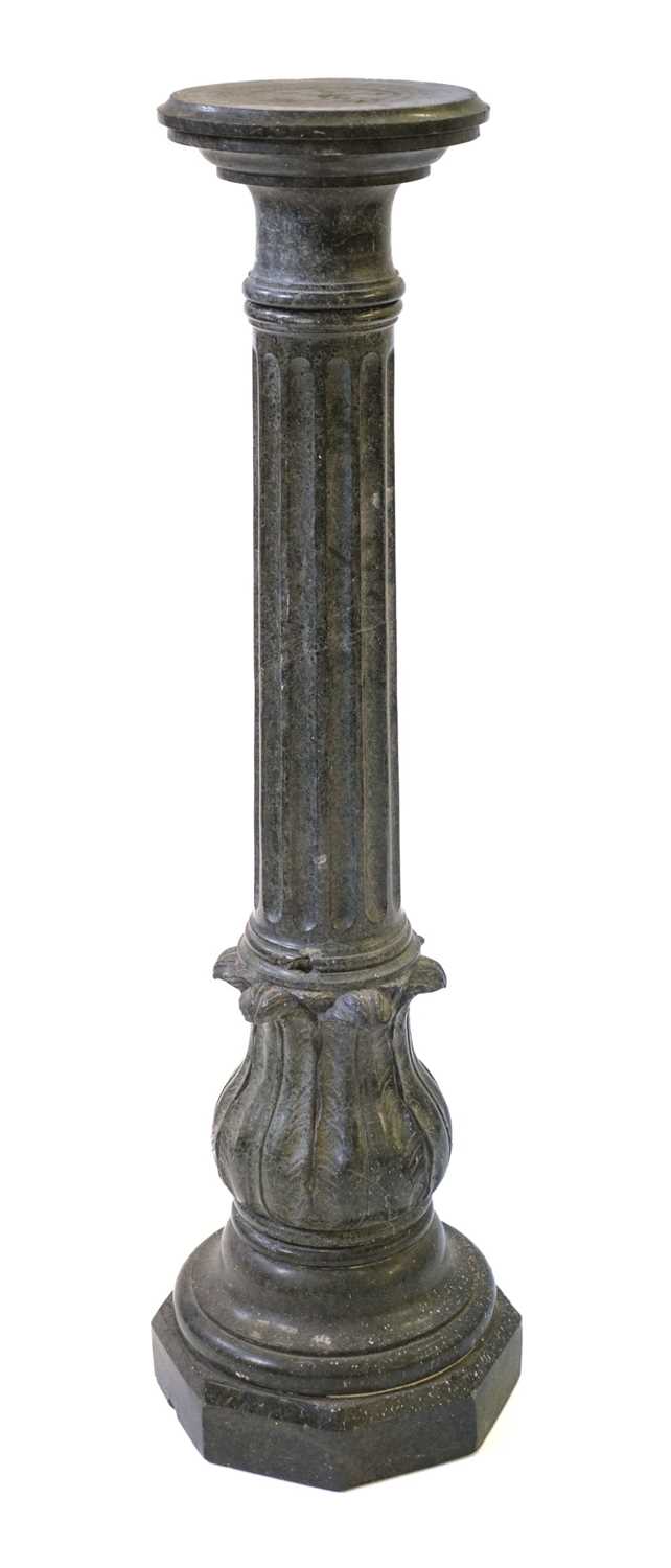 Lot 332 - Jardinière Stand. A 19th-century green marble jardinière stand