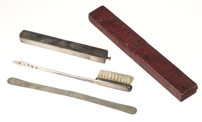 Lot 452 - Toothbrush. A George III silver toothbrush by John Thornton, Birmingham 1804