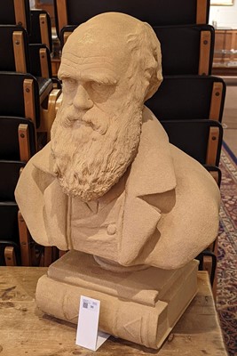 Lot 95 - Cast resin bust. A life-sized bust of Charles Darwin, 20th century