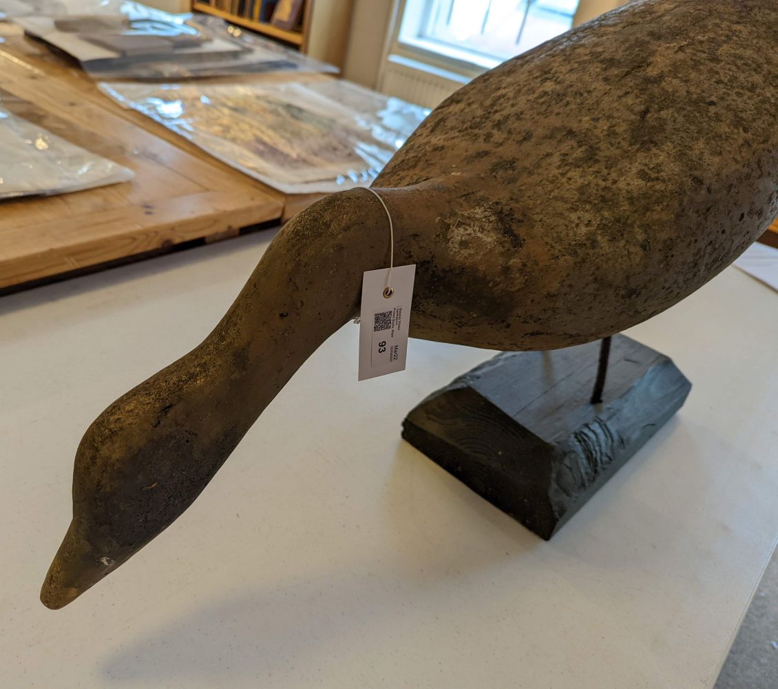Lot 93 Bird decoy. Pinkfooted goose, made for Sir