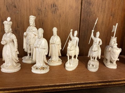Lot 317 - Chess. A 19th-century Chinese export ivory chess set