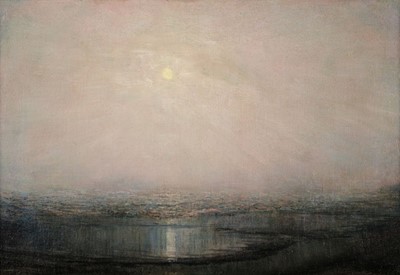 Lot 116 - Harpignies (Henri-Joseph, 1819-1916, attributed to). Misty Sunrise over the sea, oil on canvas