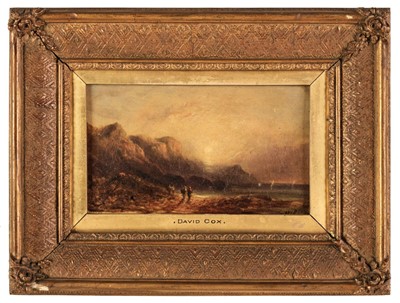 Lot 109 - Attributed to David Cox (1783-1859),  Sunset on the Welsh Coast, oil on canvas, with signature