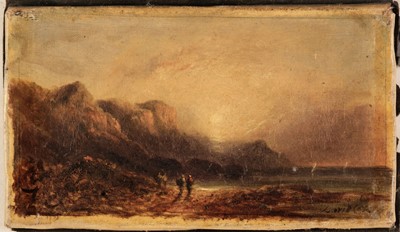 Lot 109 - Attributed to David Cox (1783-1859),  Sunset on the Welsh Coast, oil on canvas, with signature