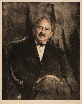 Lot 213 - Stössel (Oskar, 1879-1964). Portrait of Max Morgenstern, etching with drypoint printed in colours