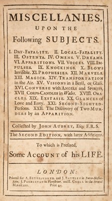 Lot 141 - Aubrey (John). Miscellanies, 2nd edition, 1721