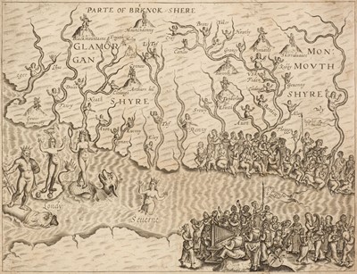 Lot 435 - Drayton (Michael). Untitled allegorical map of South Wales and North Somerset, circa 1622