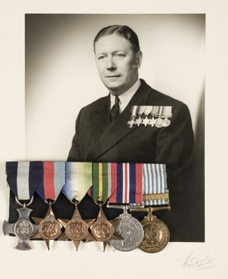 Lot 436 - Royal Navy. DSC medal group and accouterments including swords