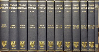 Lot 315 - Allen (P. S.). Opus Epistolarum Des. Erasmus Roterodami, 12 volumes, re-issue, Oxford: Clarendon Press, 1992