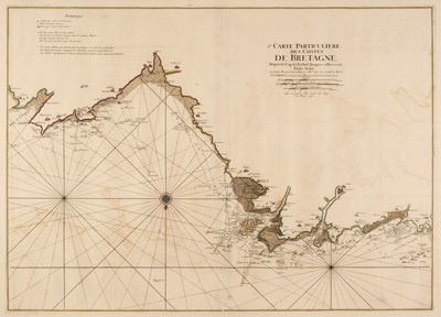 Lot 445 - France. Mortier (Pierre). Three large sea charts of Brittany, 1693 [but later]