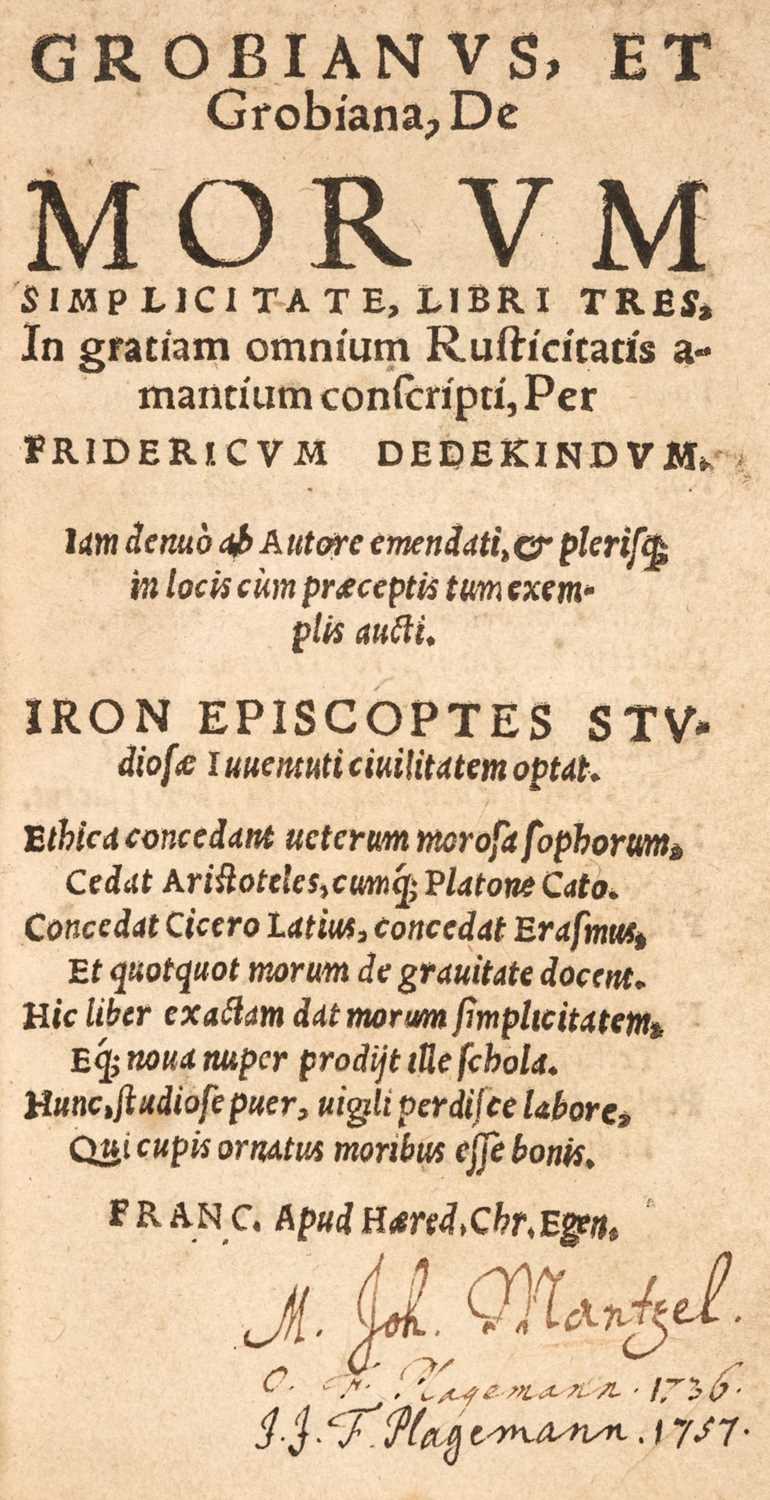 Lot 116 - Dedekind (Friedrich). Grobianus, et Grobiana, De Morum Simplicitate... (1584)