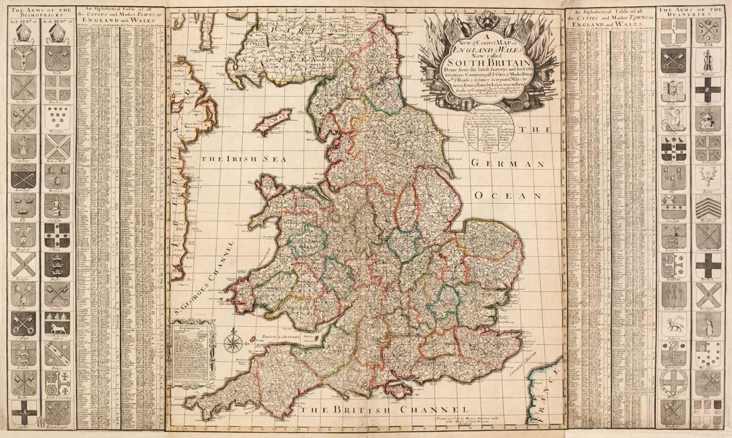 Lot 439 - England & Wales. Overton (Henry, publisher), A New & Correct Map of England & Wales, 1719